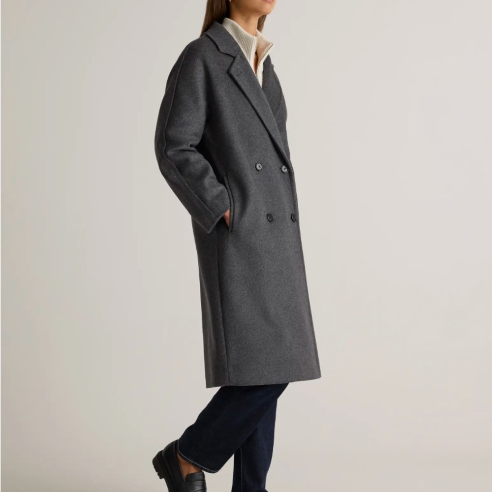Women's Gray Double-Breasted Coat - Picture 2 of 4